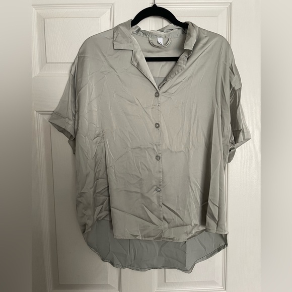 Olive green M/L pajama polyester silk set - Picture 3 of 9